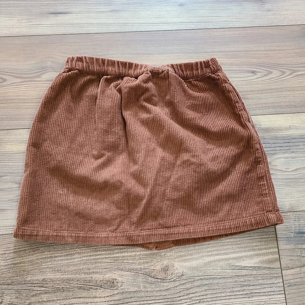 Gap Kids Corduroy Sable Brown Button Front Elastic Waist Mini‎ Skirt Youth L 10